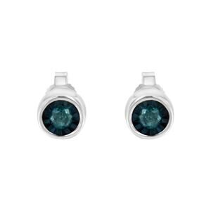 Haus of Brilliance Sterling Silver  Blue Diamond Miracle-Set Stud Earrings